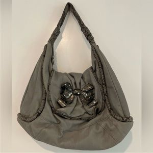 Betsey Johnson Betseyville gray leather hobo handbag, excellent condition